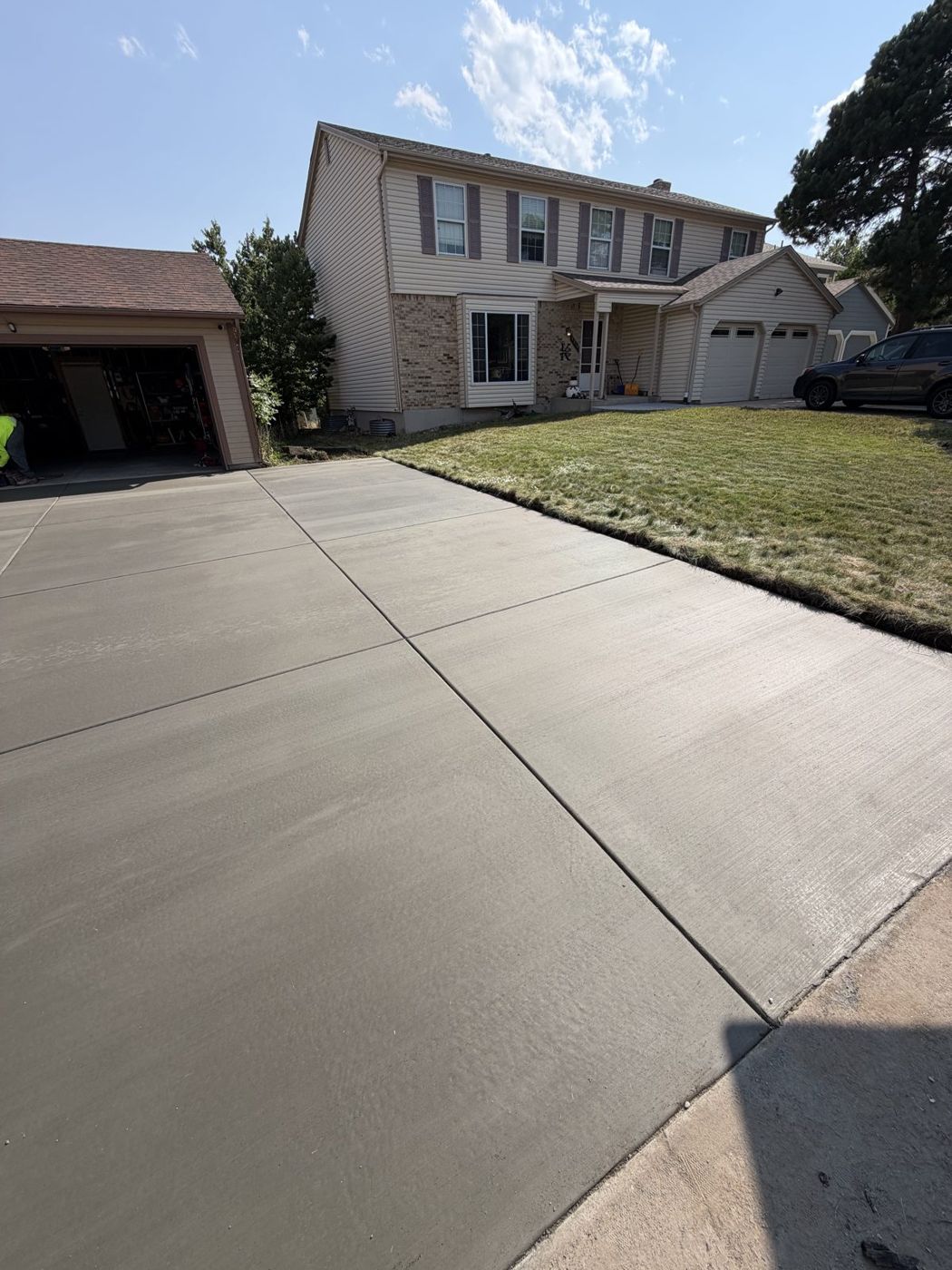 Driveway and lawn, two-story