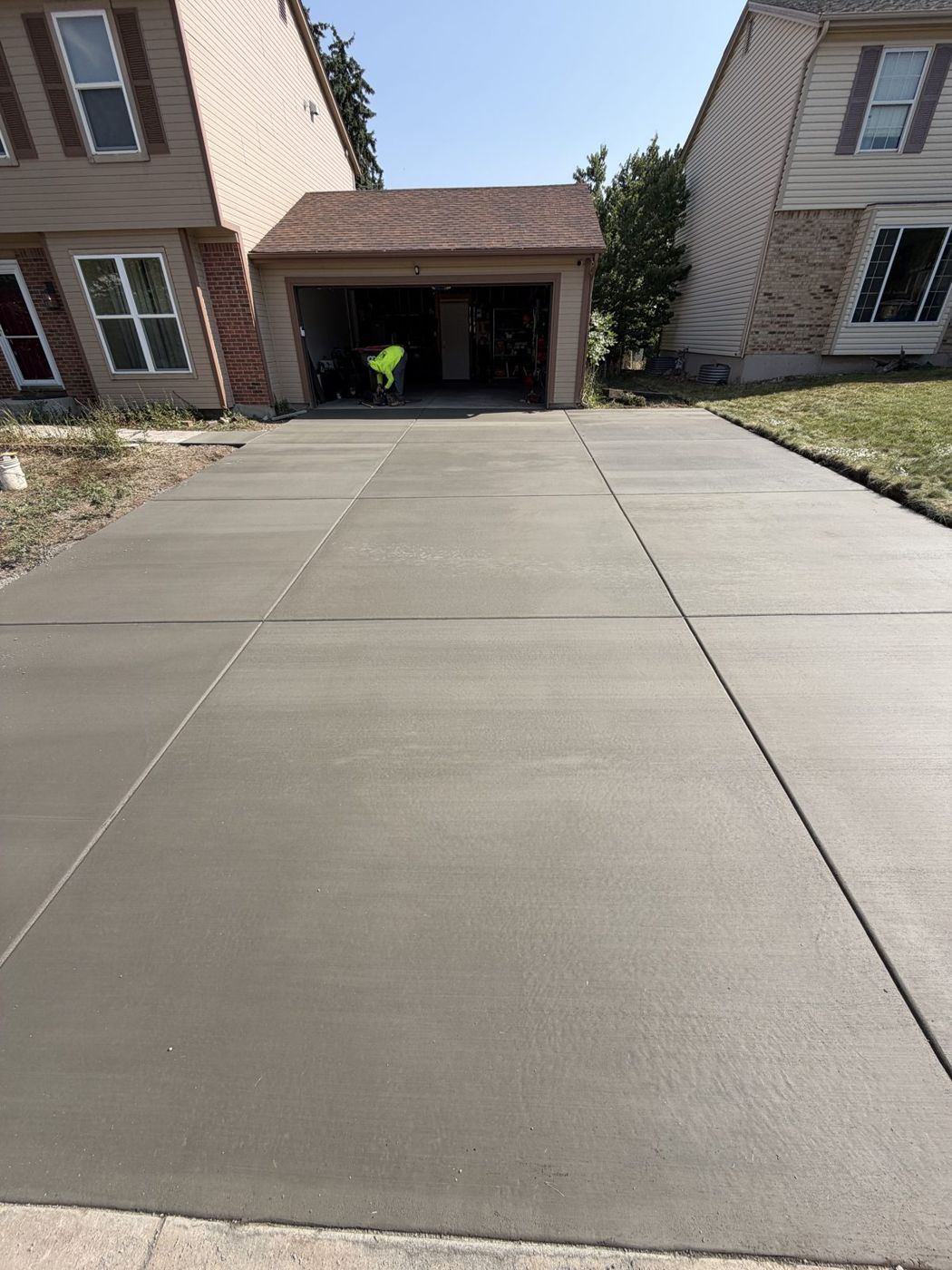 New concrete driveway from the garage