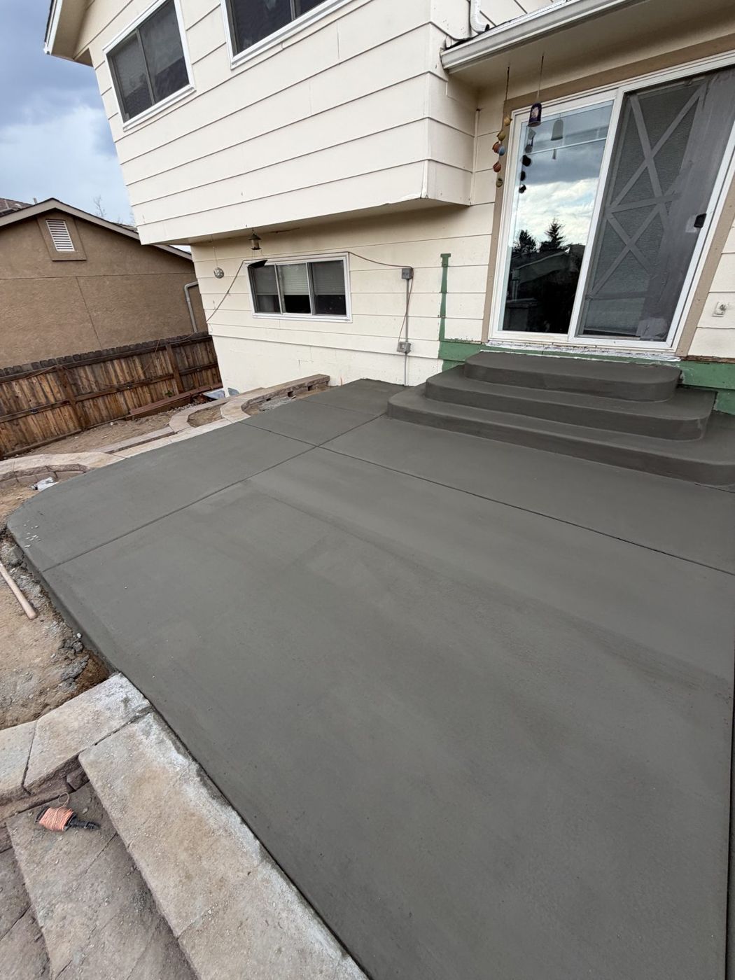 Steps to patio, side view