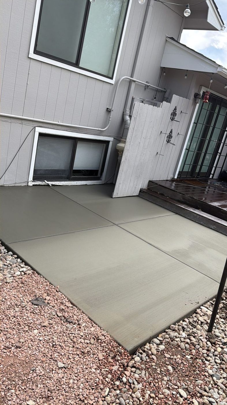 Patio meeting composite deck steps